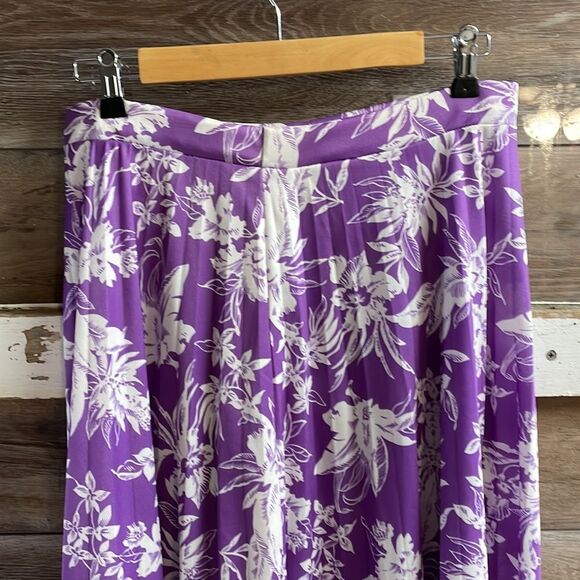Lavender Pleated Full Womens Skirt Midi Floral Lavender White Size Small Vintage - Picture 4 of 6